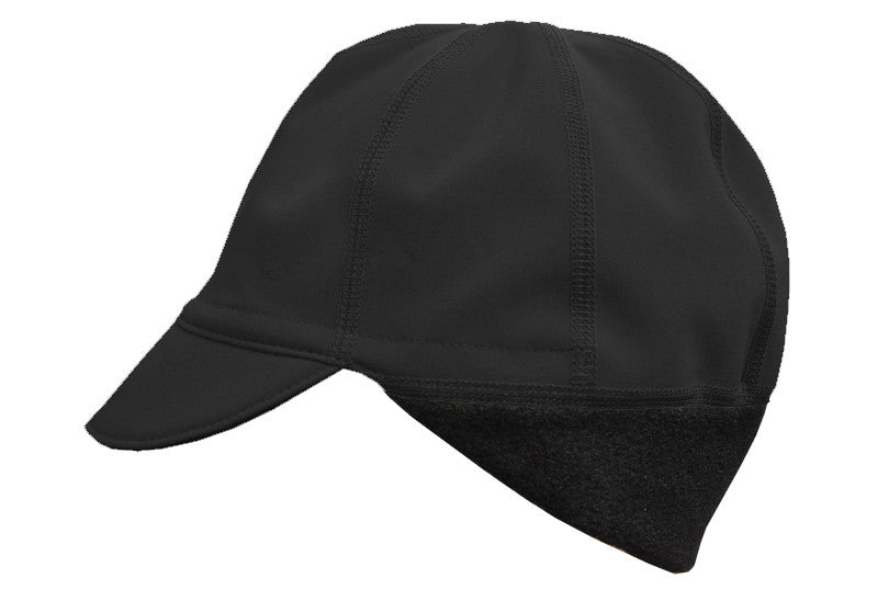 flat shot of the softshell Belgian cap in black