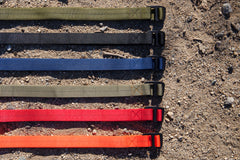 flat shot of our 1" belts that available with black belt buckles. 