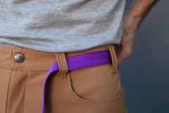 Matt is wearing the 1" belt in purple rain.