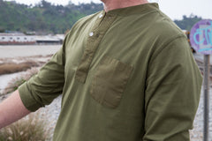 COTTON / MODAL® L/S Henley with woven pocket and cuffs