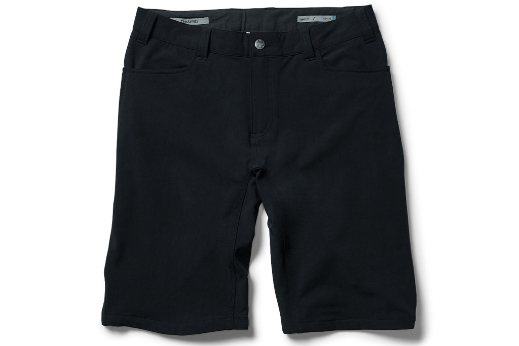 flat shot of the TRANSVERSE regular shorts in black