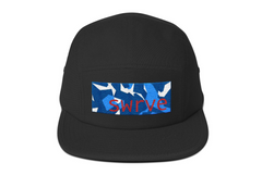 our swrve blue camo embroidered cotton camp hat in black