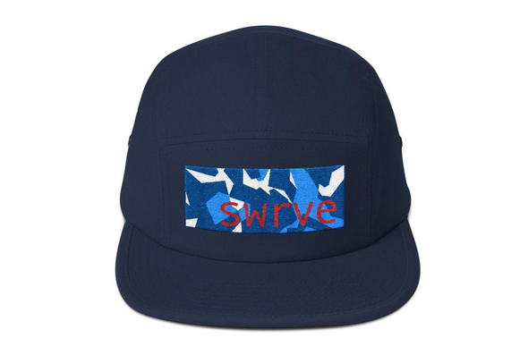 our swrve blue camo embroidered cotton camp hat in navy