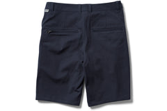 back pocket configuration of the durable cotton trouser short in navy