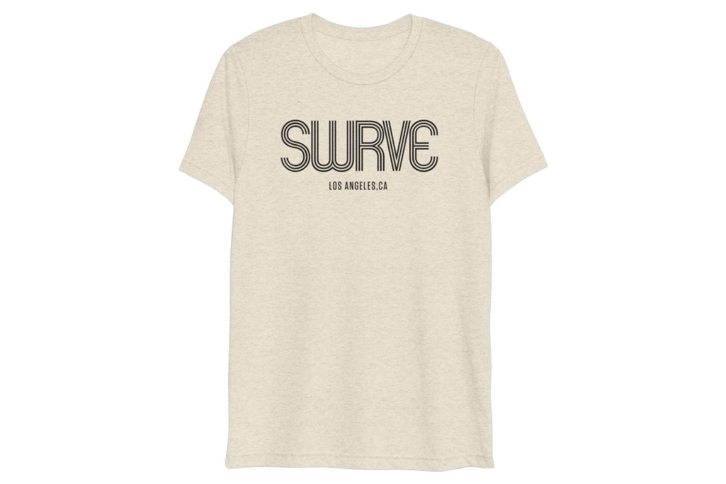 classic cotton/poly 1968 swrve logo t-shirt in oatmeal heather.